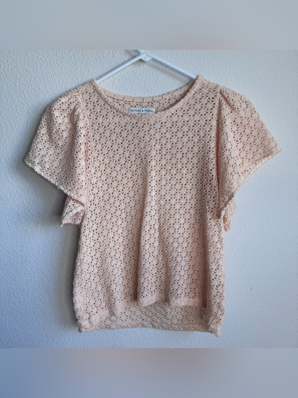 Madewell texture & thread cream orange lace ruffle blouse size xxs